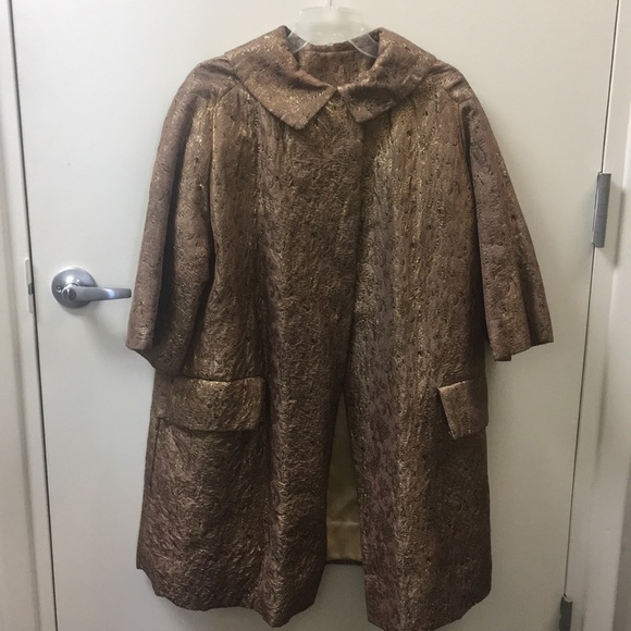Vintage Bramsom Brocade Brown Gold Coat - Picture 1 of 6